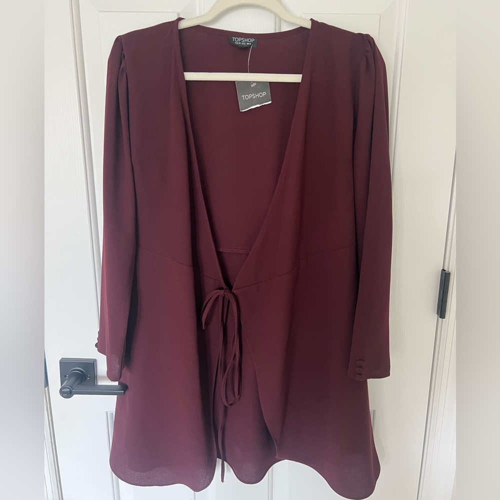 Topshop Deep Red V-Neck Top